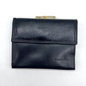 Vintage Christian Dior Black Calfskin Kiss Lock Wallet Spain